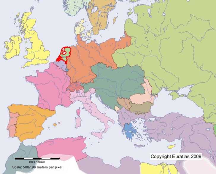 Karte von Niederlande im Jahre 1900