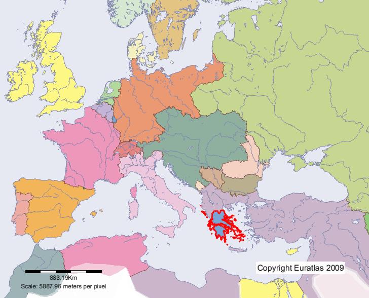 Karte von Griechenland im Jahre 1900