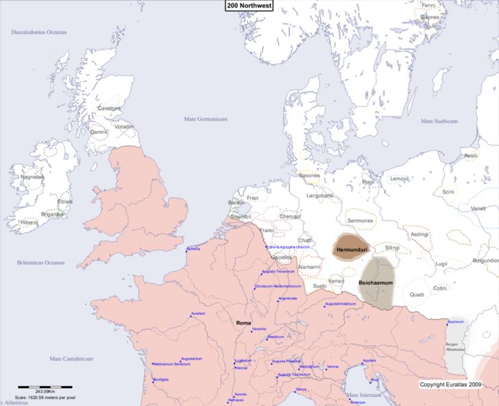 Map showing Europe 200 Northwest