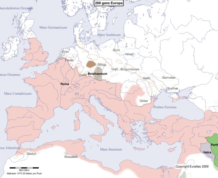 Hauptkarte von Europa im Jahre 200