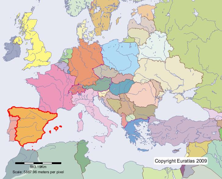 Karte von Spanien im Jahre 2000