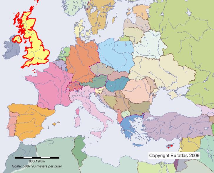 Map of United Kingdom in year 2000