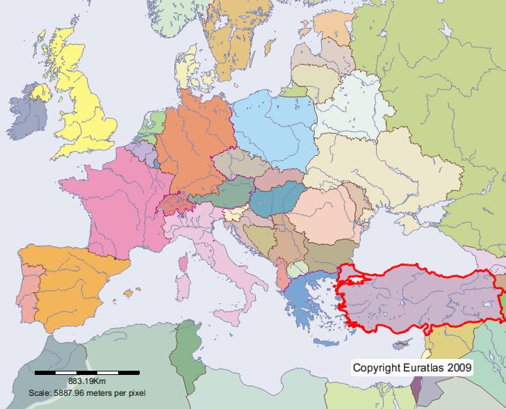 Karte von Türkei im Jahre 2000