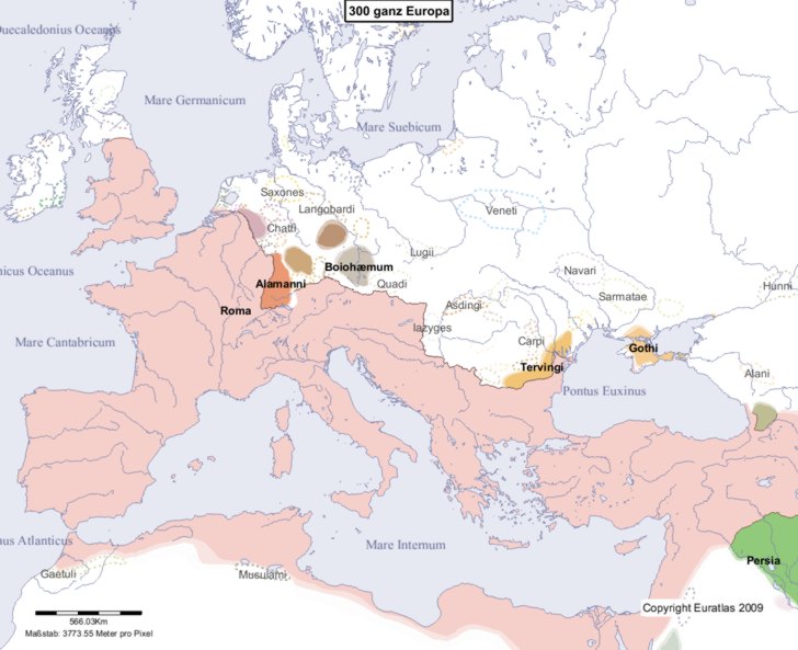 Hauptkarte von Europa im Jahre 300
