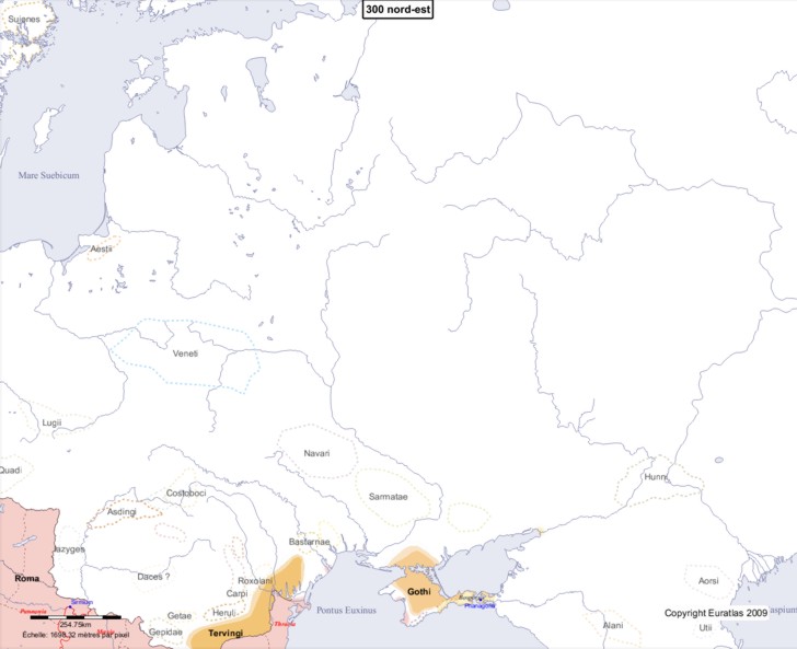 Carte montrant l'Europe en 300 nord-est