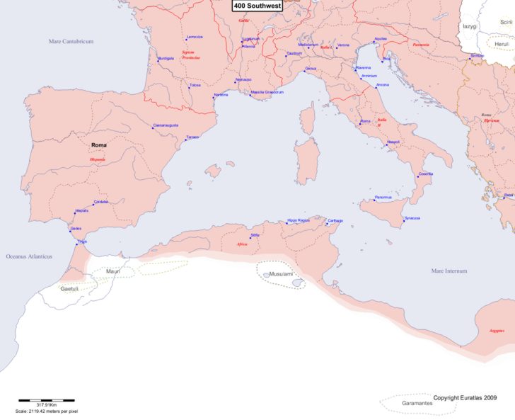 Map showing Europe 400 Southwest