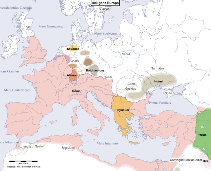 Hauptkarte von Europa im Jahre 400