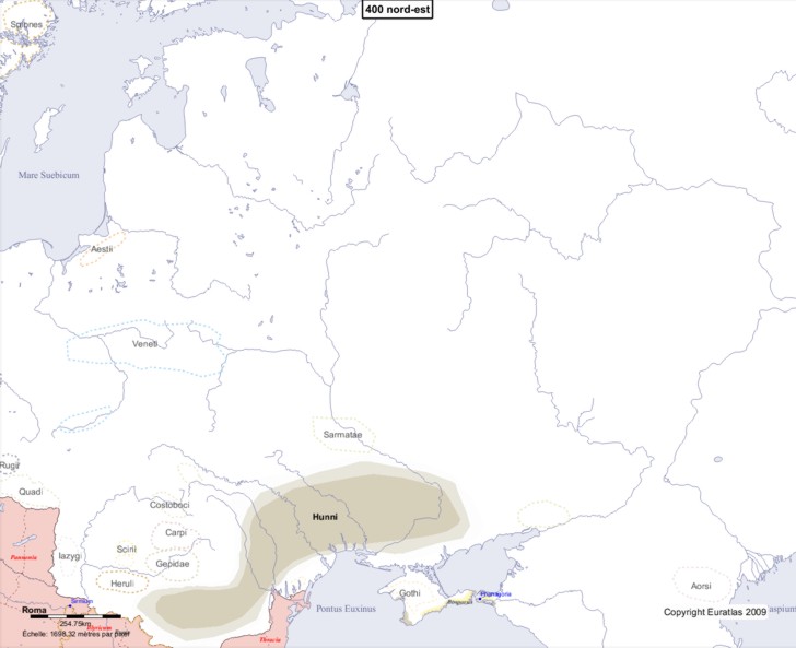 Carte montrant l'Europe en 400 nord-est