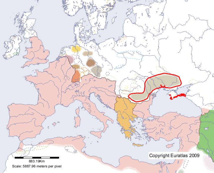 Carte de Hunni en l'an 400