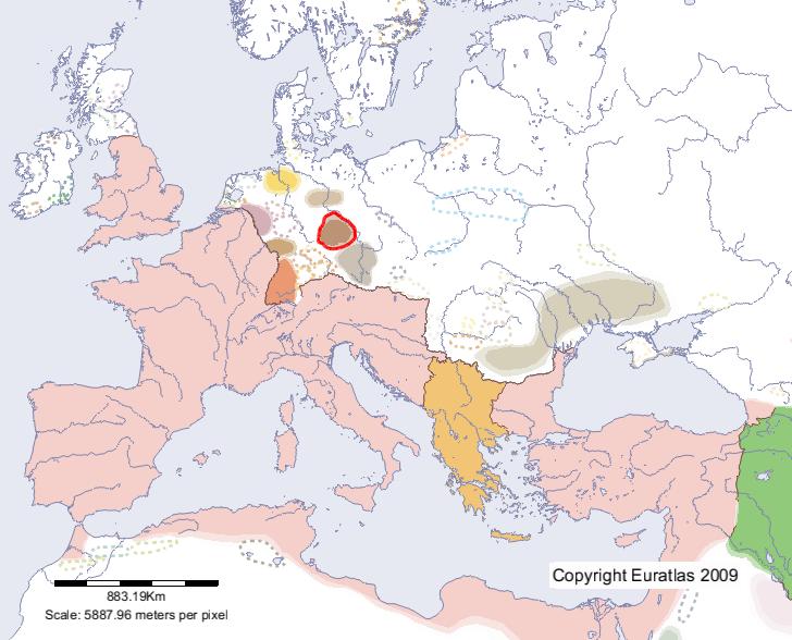 Karte von Hermunduri im Jahre 400