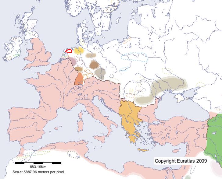 Carte de Frisii en l'an 400