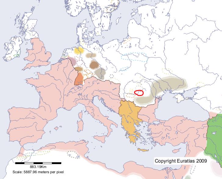 Carte de Gepidae en l'an 400