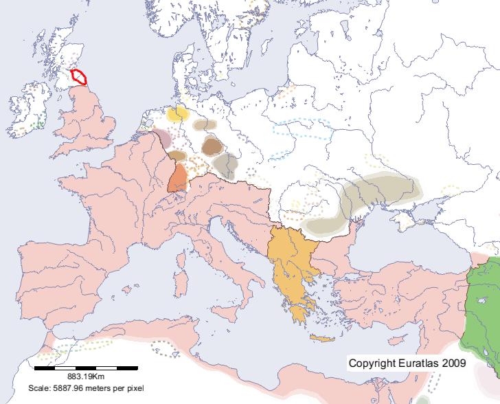 Carte de Votadini en l'an 400