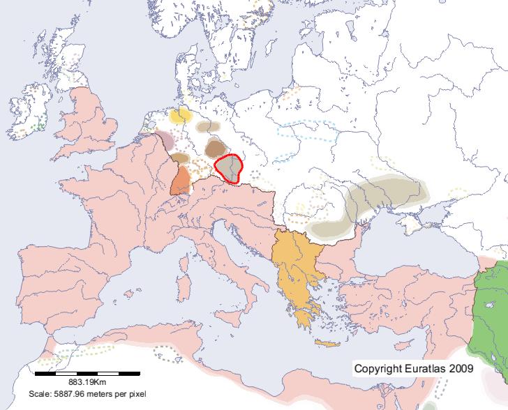 Carte de Boiohæmum en l'an 400