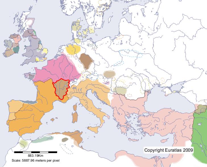 Karte von Burgundi im Jahre 500