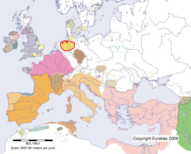 Karte von Saxones im Jahre 500