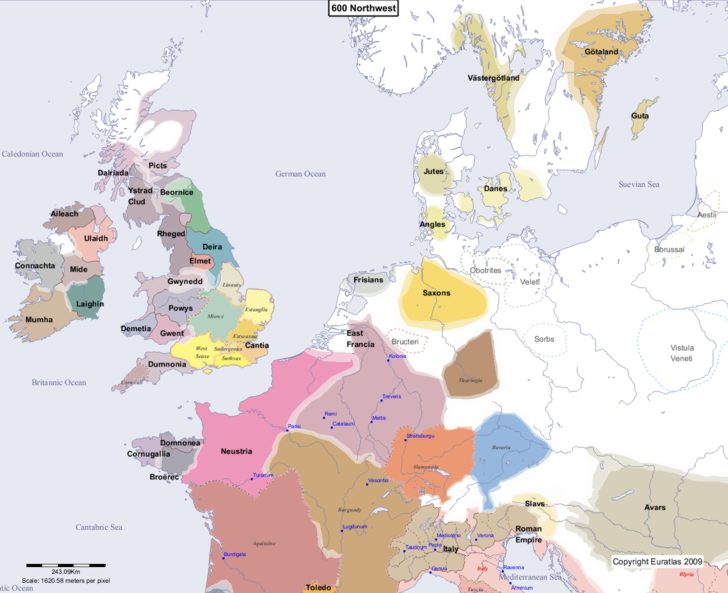 Map showing Europe 600 Northwest