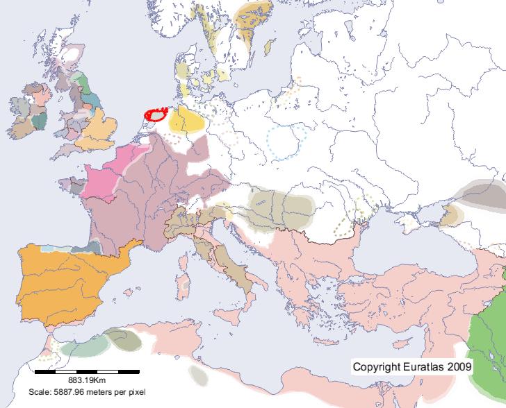 Carte de Frisons en l'an 600