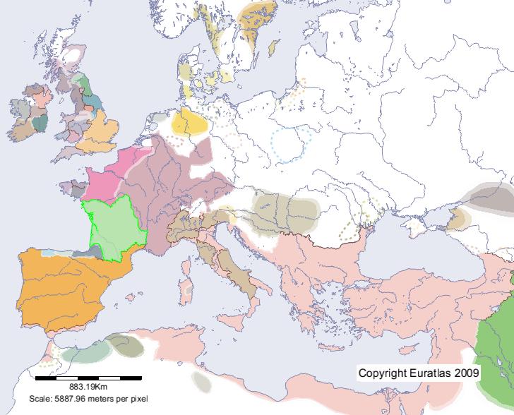 Map of Aquitaine in year 600