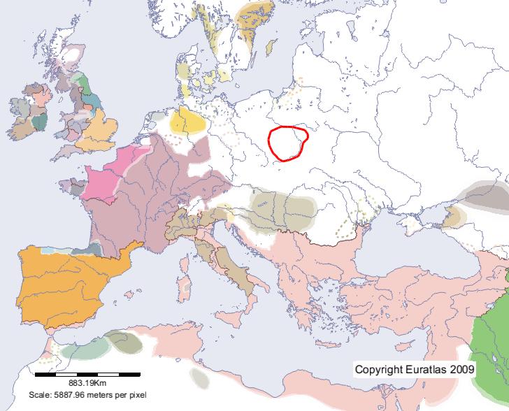 Karte von Vistula Veneti im Jahre 600