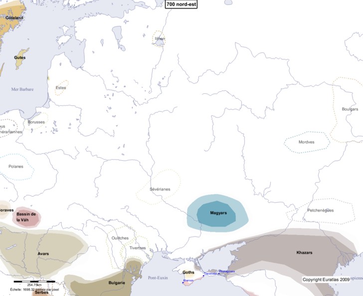 Carte montrant l'Europe en 700 nord-est