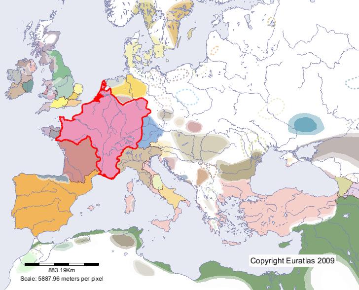 Map of Francia in year 700