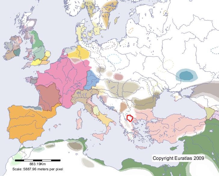 Karte von Draguriten im Jahre 700