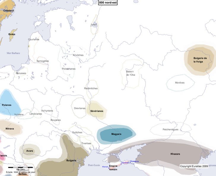 Carte montrant l'Europe en 800 nord-est
