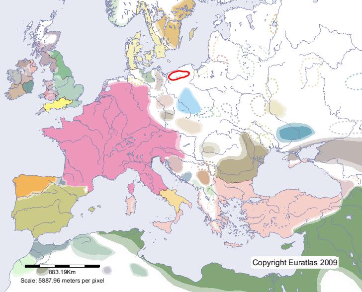 Carte de Tribus poméraniennes en l'an 800