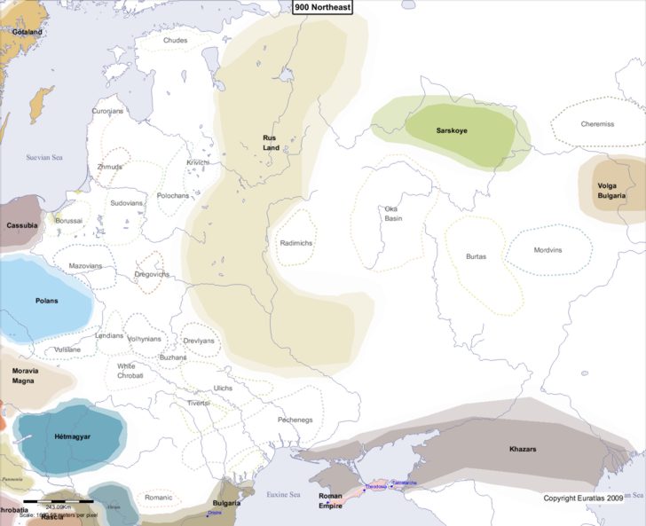 Map showing Europe 900 Northeast