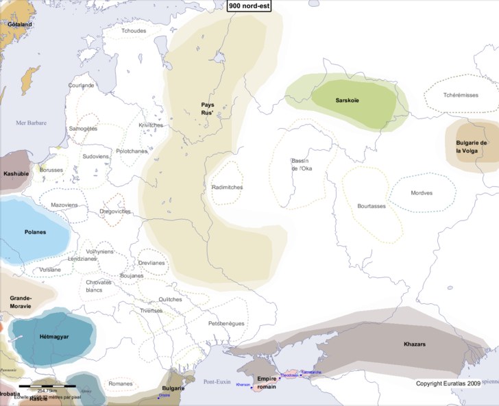 Carte montrant l'Europe en 900 nord-est