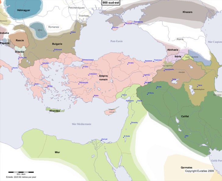 Carte montrant l'Europe en 900 sud-est