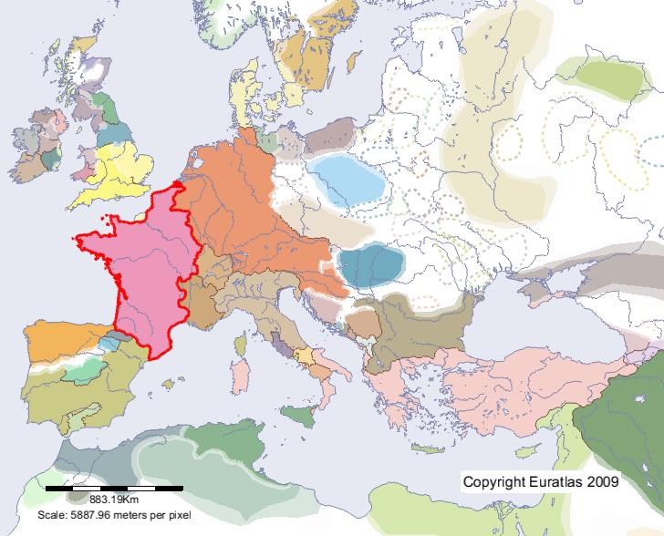 Map of West Francia in year 900