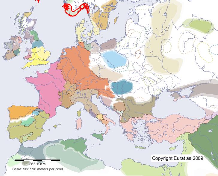 Karte von Norwegen im Jahre 900