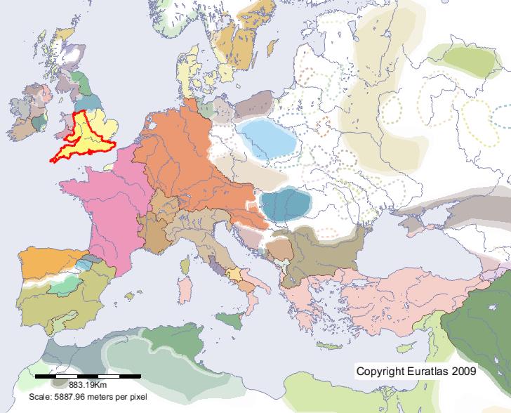 Map of Angelcynn Kingdom in year 900