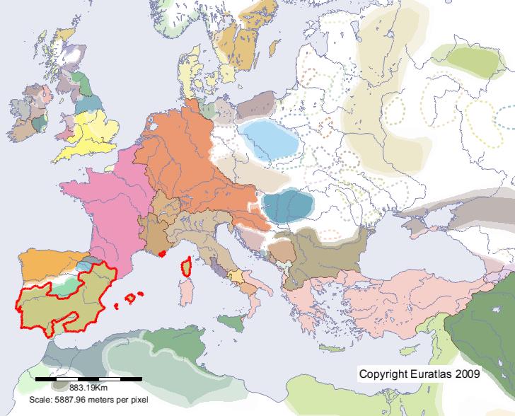 Map of Al-Andalus in year 900