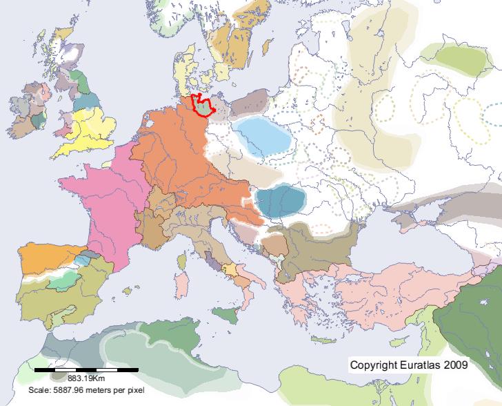 Carte de Abodrites en l'an 900