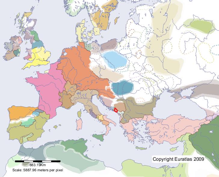 Karte von Travunien im Jahre 900