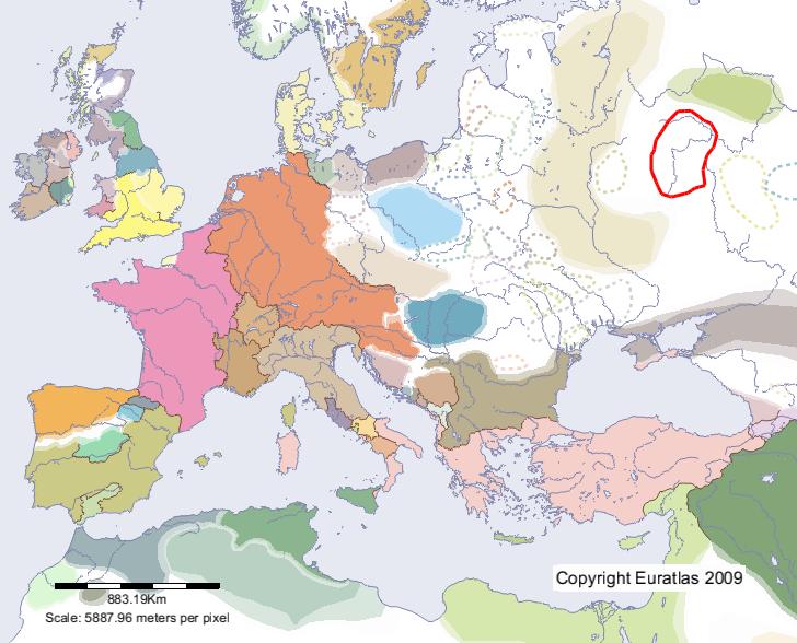 Karte von Oka-Becken im Jahre 900