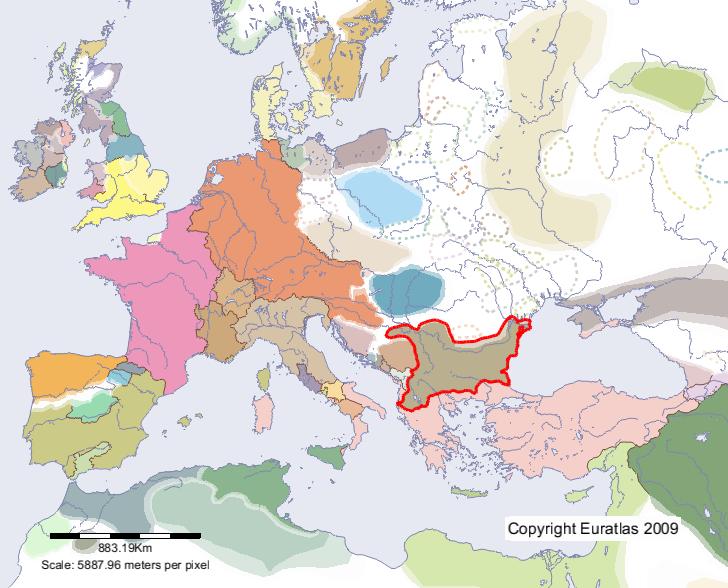 Karte von Bulgarien im Jahre 900
