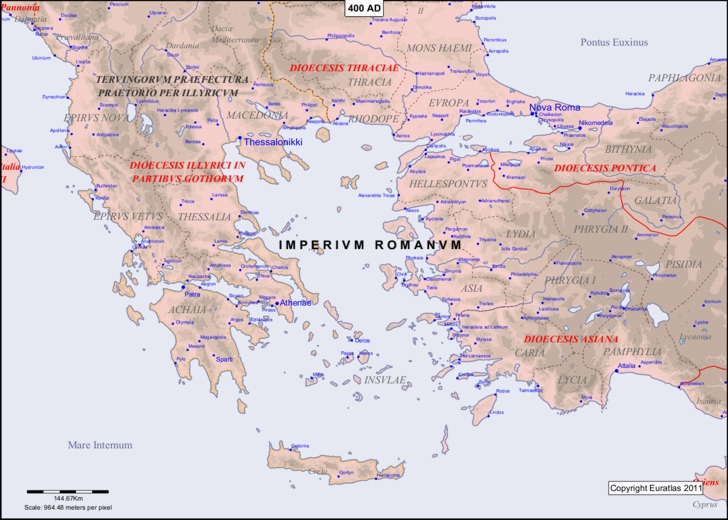 Map of the Aegean area in the year 400