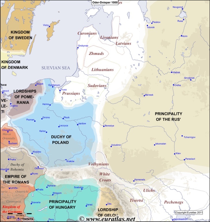 Map of the Oder-Dnieper Area in the year 1000