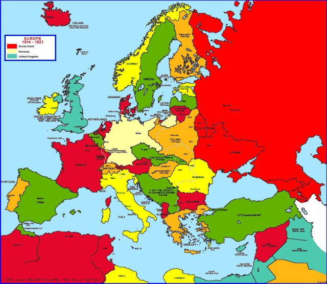 Map Of Europe 1914