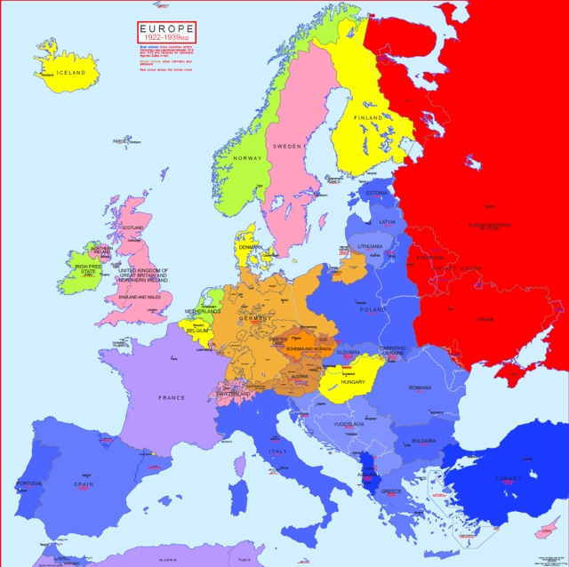 Map Of Europe 1939