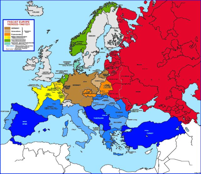 Map Of Europe 1940