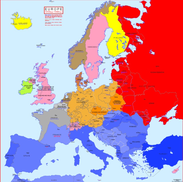 Map Of Europe 1940