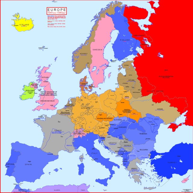 Map Of Europe 1945