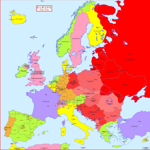 Hisatlas Map Of Map Of Europe 1945 1989